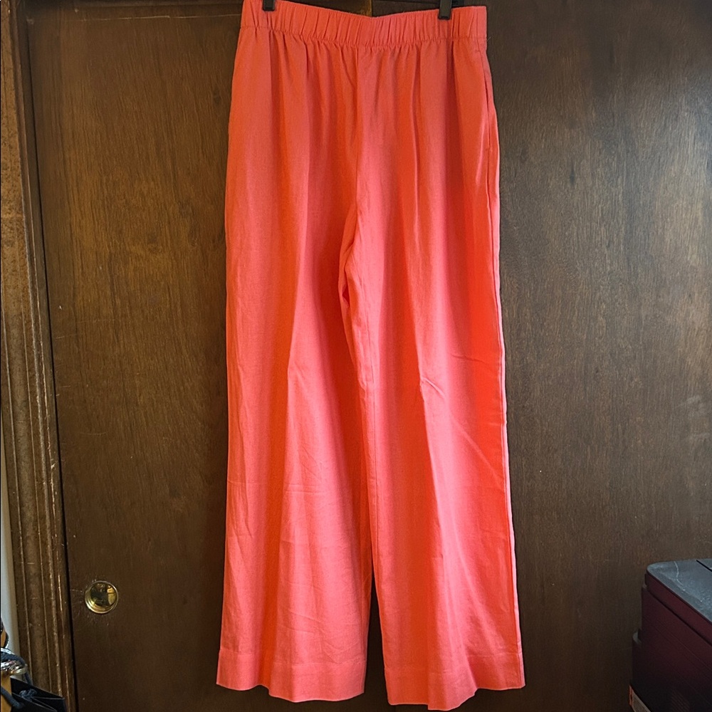 American tall Bright Coral Wide-Leg Linen blend Pants